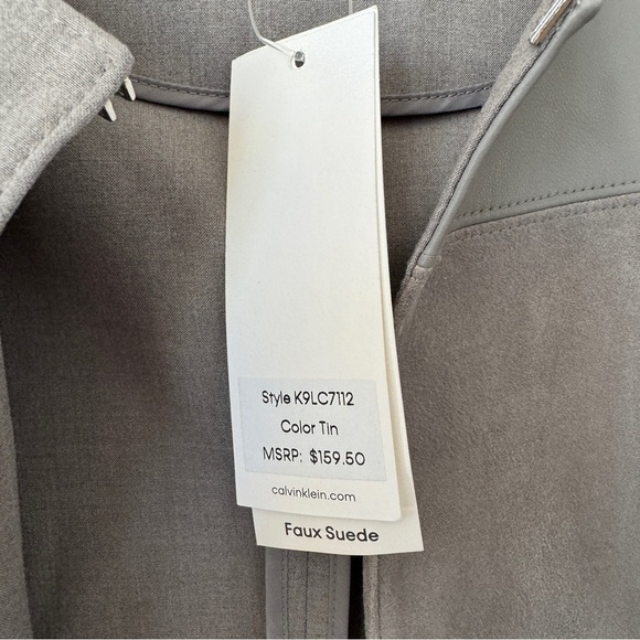 Calvin Klein Grey Open Front Long Jacket - Picture 4 of 9
